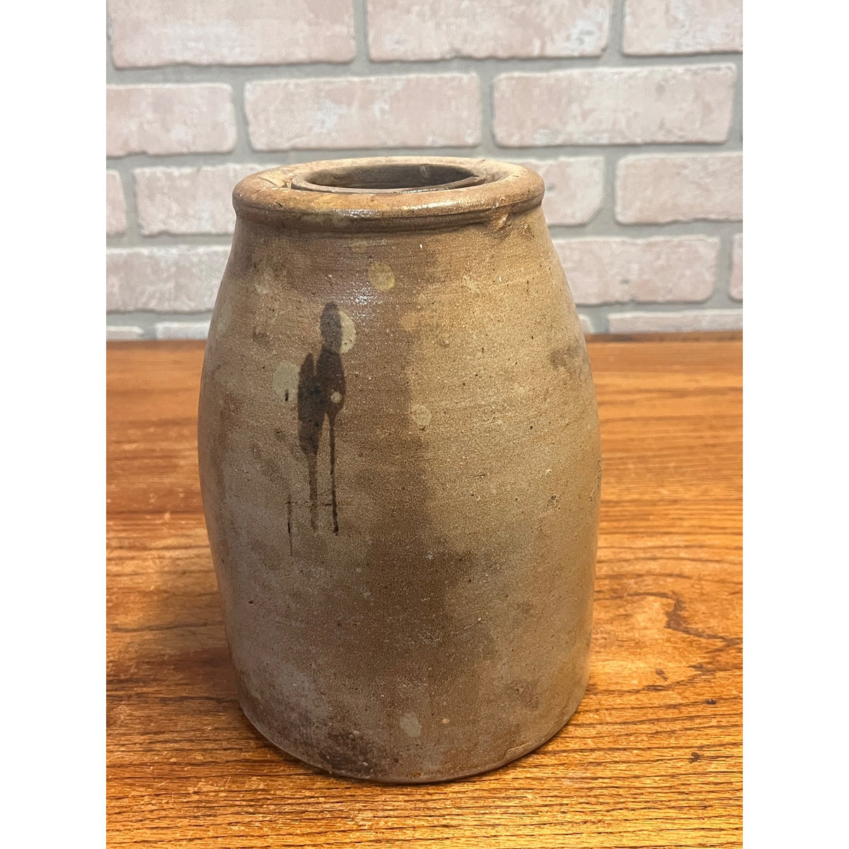 Antique 19th c. Stoneware Wax Seal Pantry Preserve Jar Primitive Kitchen Decor Salt Glazed