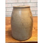 Antique 19th c. Stoneware Wax Seal Pantry Preserve Jar Primitive Kitchen Decor Salt Glazed
