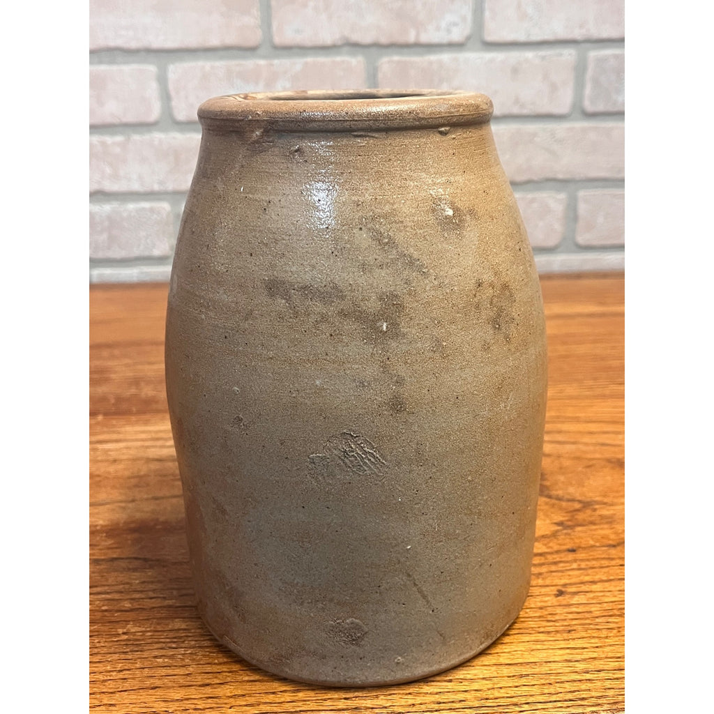 Antique 19th c. Stoneware Wax Seal Pantry Preserve Jar Primitive Kitchen Decor Salt Glazed