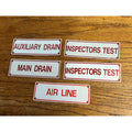 Vintage Fire Sprinkler Signs Aluminum Main Drain Inspector Test Air Line Lot (6)