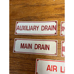 Vintage Fire Sprinkler Signs Aluminum Main Drain Inspector Test Air Line Lot (6)