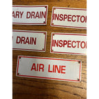 Vintage Fire Sprinkler Signs Aluminum Main Drain Inspector Test Air Line Lot (6)