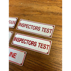 Vintage Fire Sprinkler Signs Aluminum Main Drain Inspector Test Air Line Lot (6)