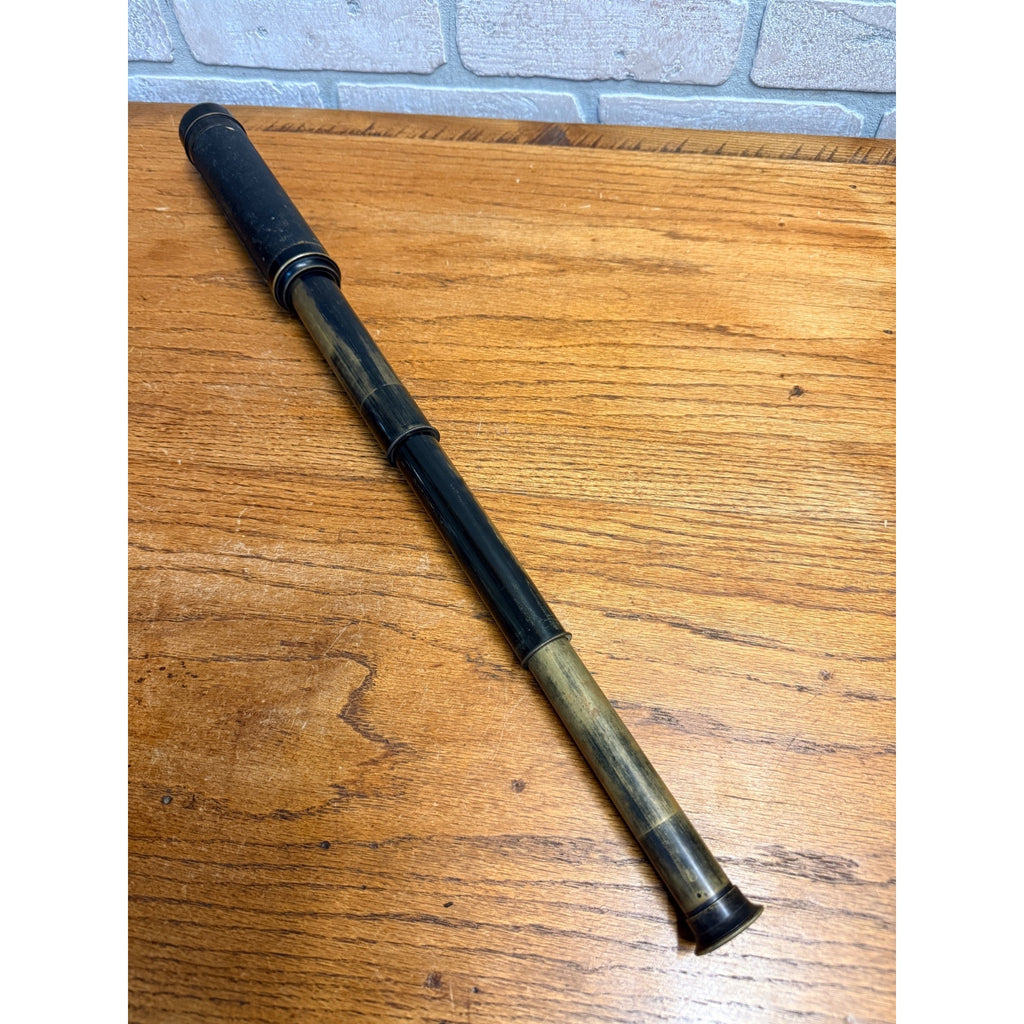 Antique Victorian 1890s Leather-Wrapped Brass Telescope Spyglass Maritime 22.5"
