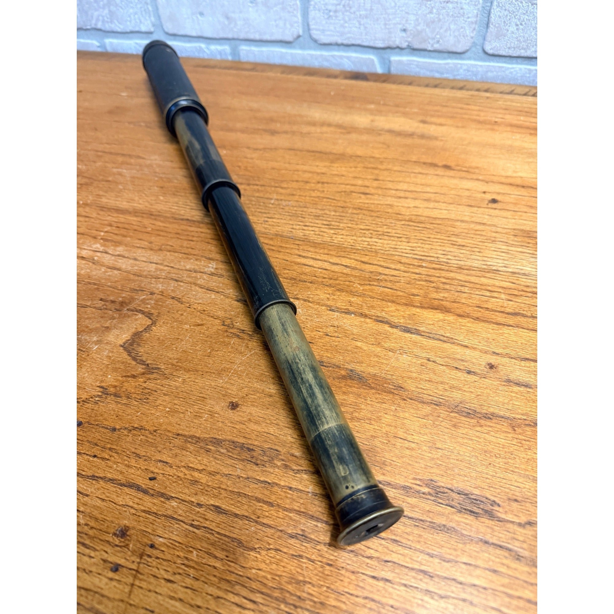 Antique Victorian 1890s Leather-Wrapped Brass Telescope Spyglass Maritime 22.5"