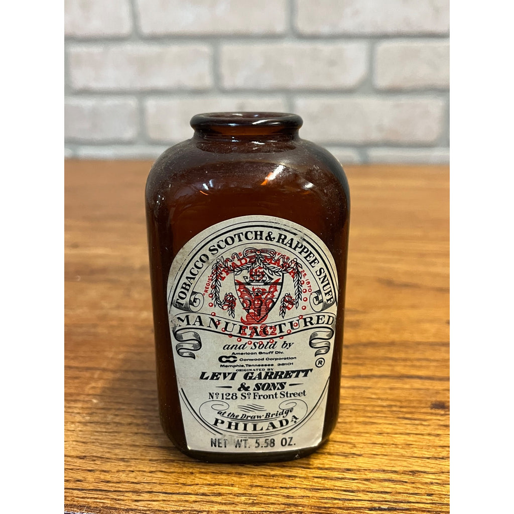 Antique Vintage 1920s Tobacco Scotch & Rappee Snuff Bottle - Levi Garrett & Sons Empty