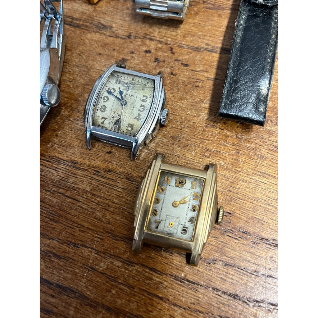 Vintage Men's Wristwatch Lot Parts/Repair Watches Ingraham Deco, Elgin, Pulsar +