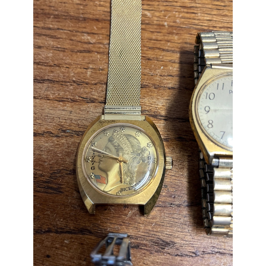 Vintage Men's Wristwatch Lot Parts/Repair Watches Ingraham Deco, Elgin, Pulsar +