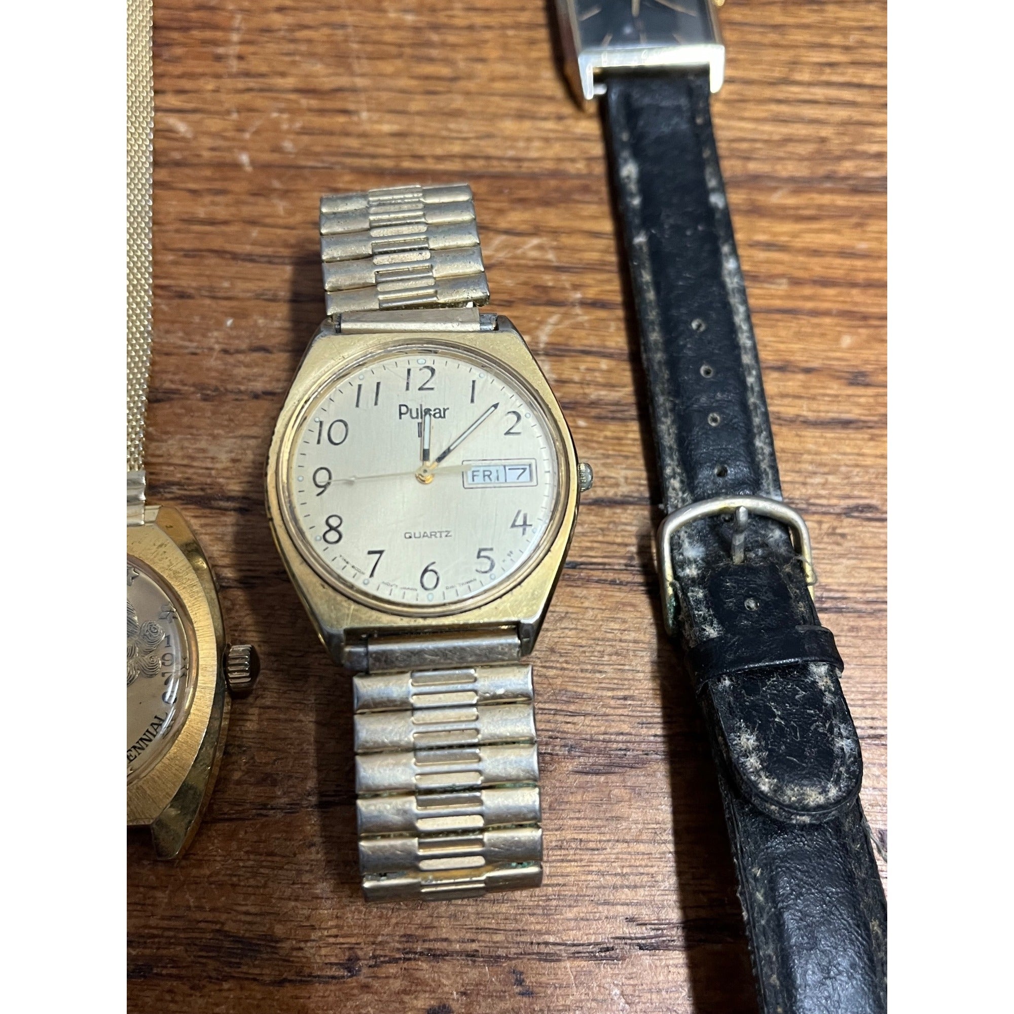 Vintage Men's Wristwatch Lot Parts/Repair Watches Ingraham Deco, Elgin, Pulsar +