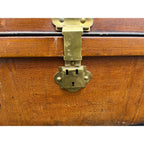 Antique Pressed Steel Model T Auto Touring Trunk Faux Leather Painted Car Chest