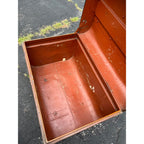 Antique Pressed Steel Model T Auto Touring Trunk Faux Leather Painted Car Chest