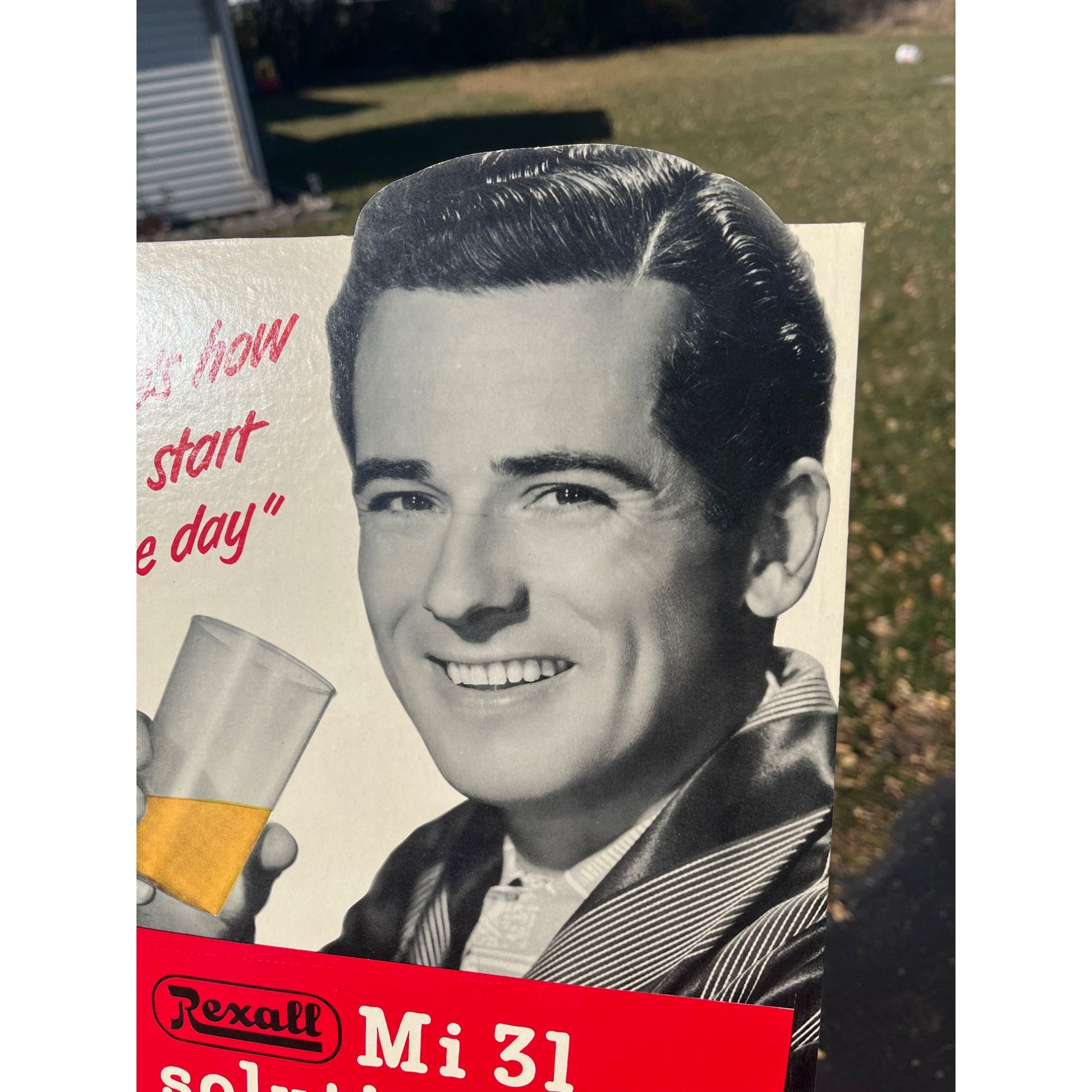 Vintage Rexall Mouth Wash Cardboard Advertising Easel Sign Drug Store Display