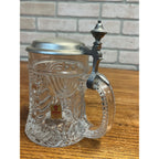 Vintage Nachtmann Bleikristall 24% Lead Crystal German Beer Stein Tankard Hinged Lid