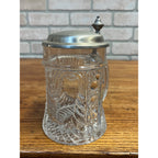 Vintage Nachtmann Bleikristall 24% Lead Crystal German Beer Stein Tankard Hinged Lid