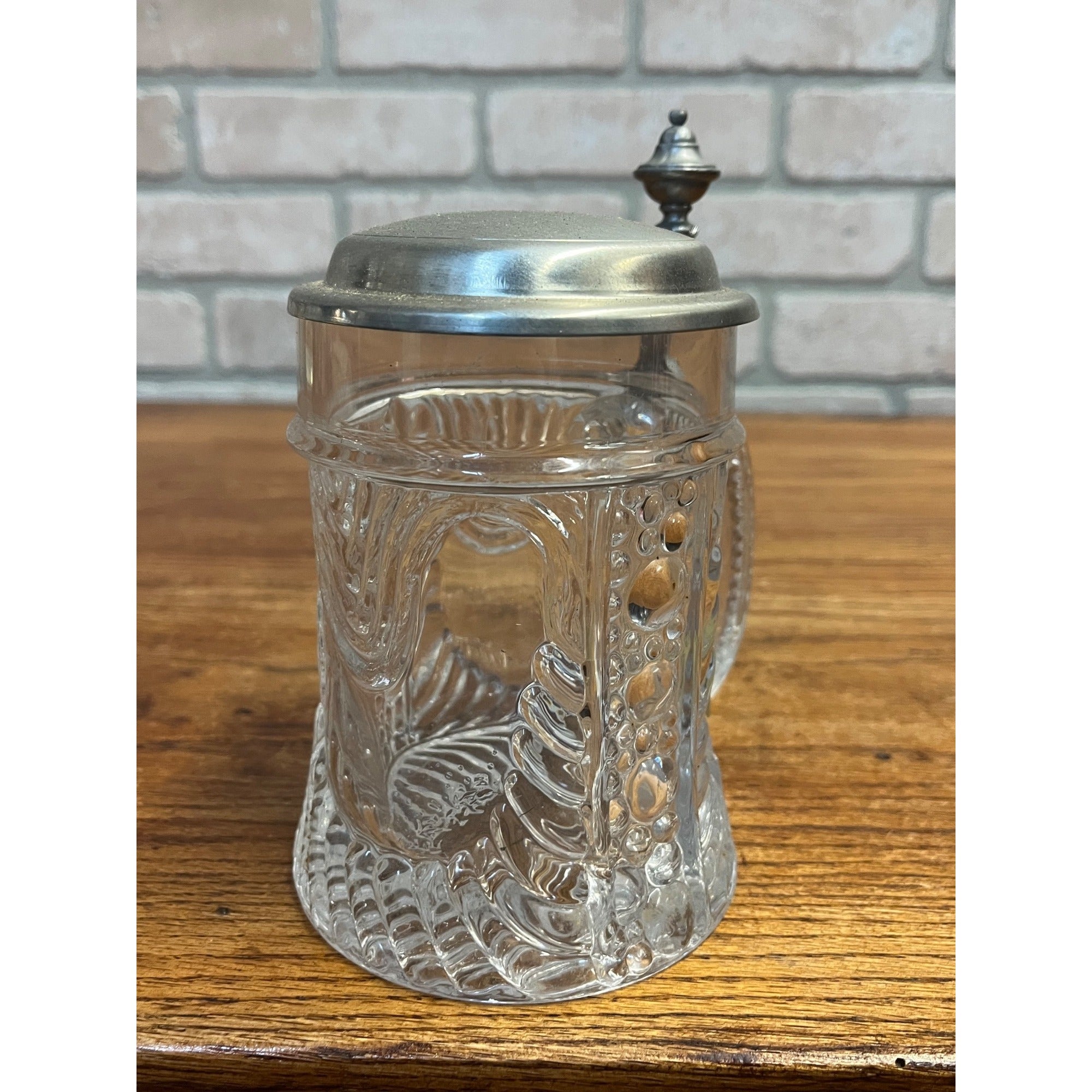 Vintage Nachtmann Bleikristall 24% Lead Crystal German Beer Stein Tankard Hinged Lid