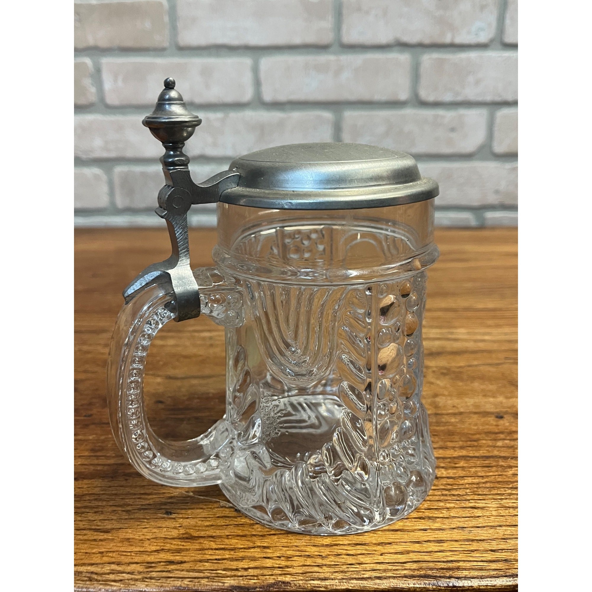 Vintage Nachtmann Bleikristall 24% Lead Crystal German Beer Stein Tankard Hinged Lid