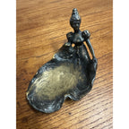 Art Nouveau Victorian Woman Flowing Dress Soap Trinket Dish Bronze