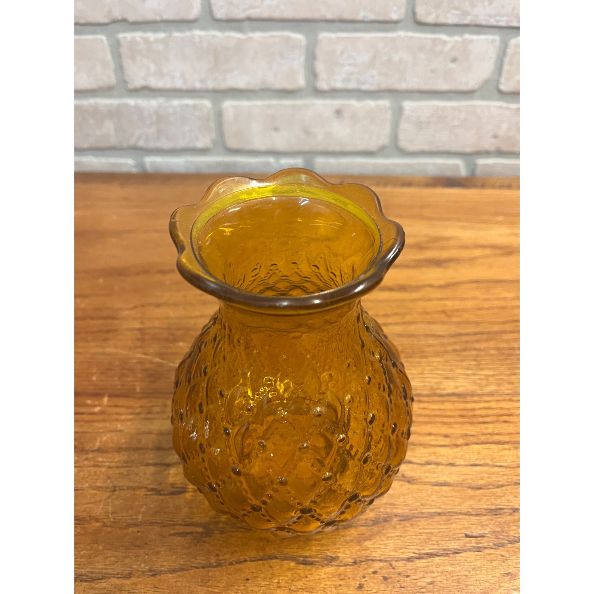 Amber Glass Diamond Quilted Hurricane Chimney/Shade~3” Fitter Base~7” Tall