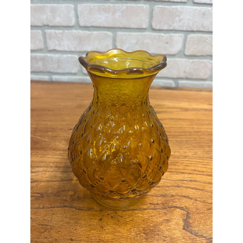 Amber Glass Diamond Quilted Hurricane Chimney/Shade~3” Fitter Base~7” Tall