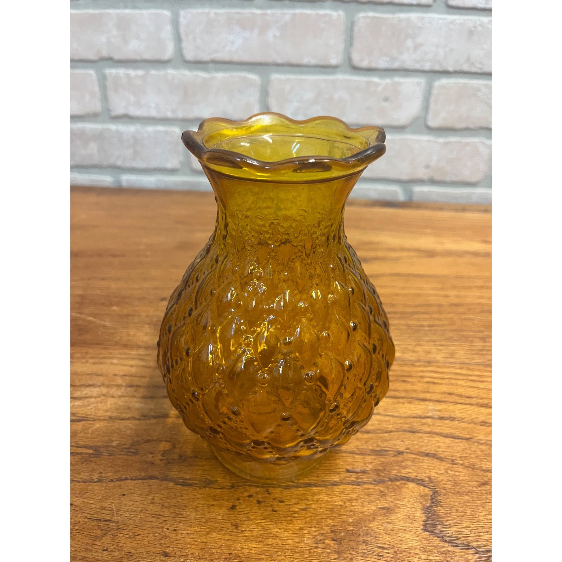 Amber Glass Diamond Quilted Hurricane Chimney/Shade~3” Fitter Base~7” Tall
