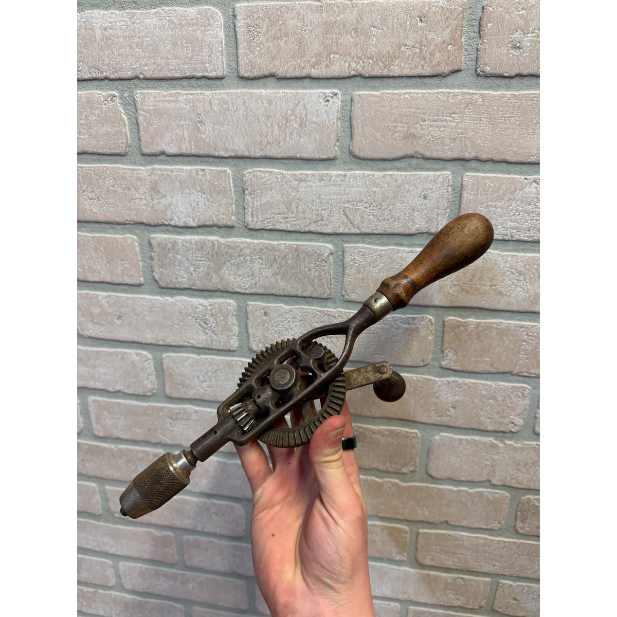 Antique Millers Falls Co. Egg Beater Style Hand Crank Drill Auger Tool Old Greenfield, Massachusetts