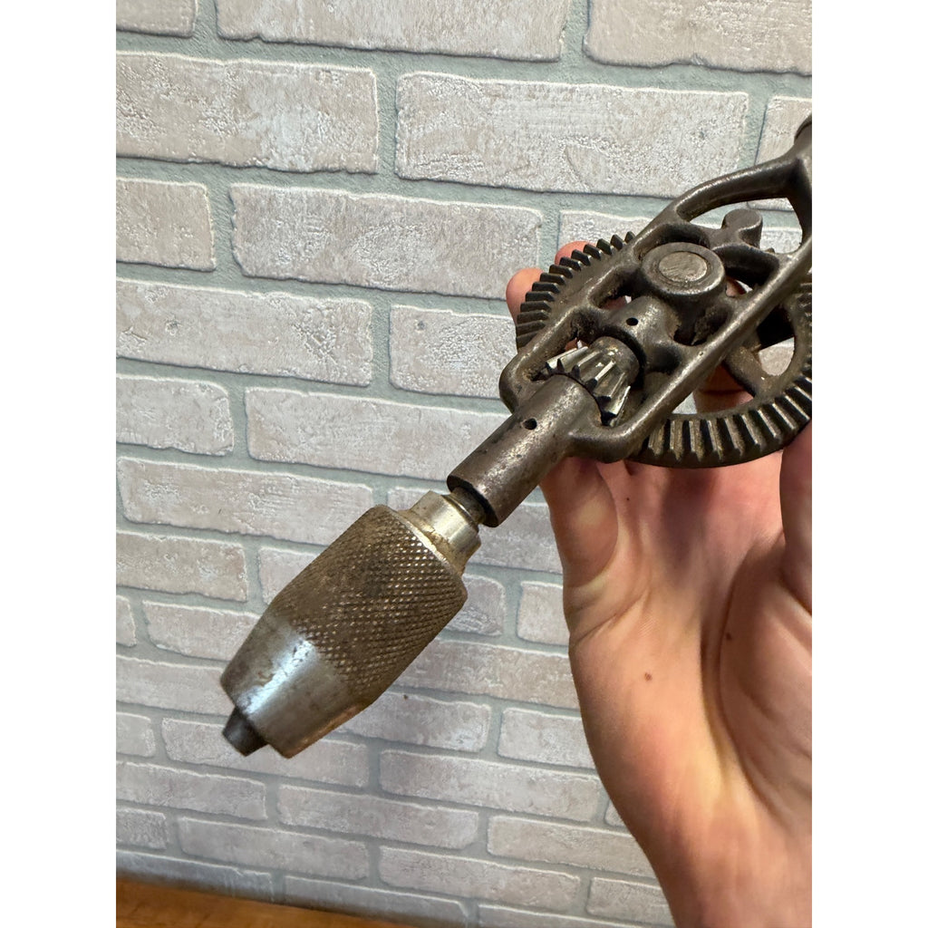 Antique Millers Falls Co. Egg Beater Style Hand Crank Drill Auger Tool Old Greenfield, Massachusetts
