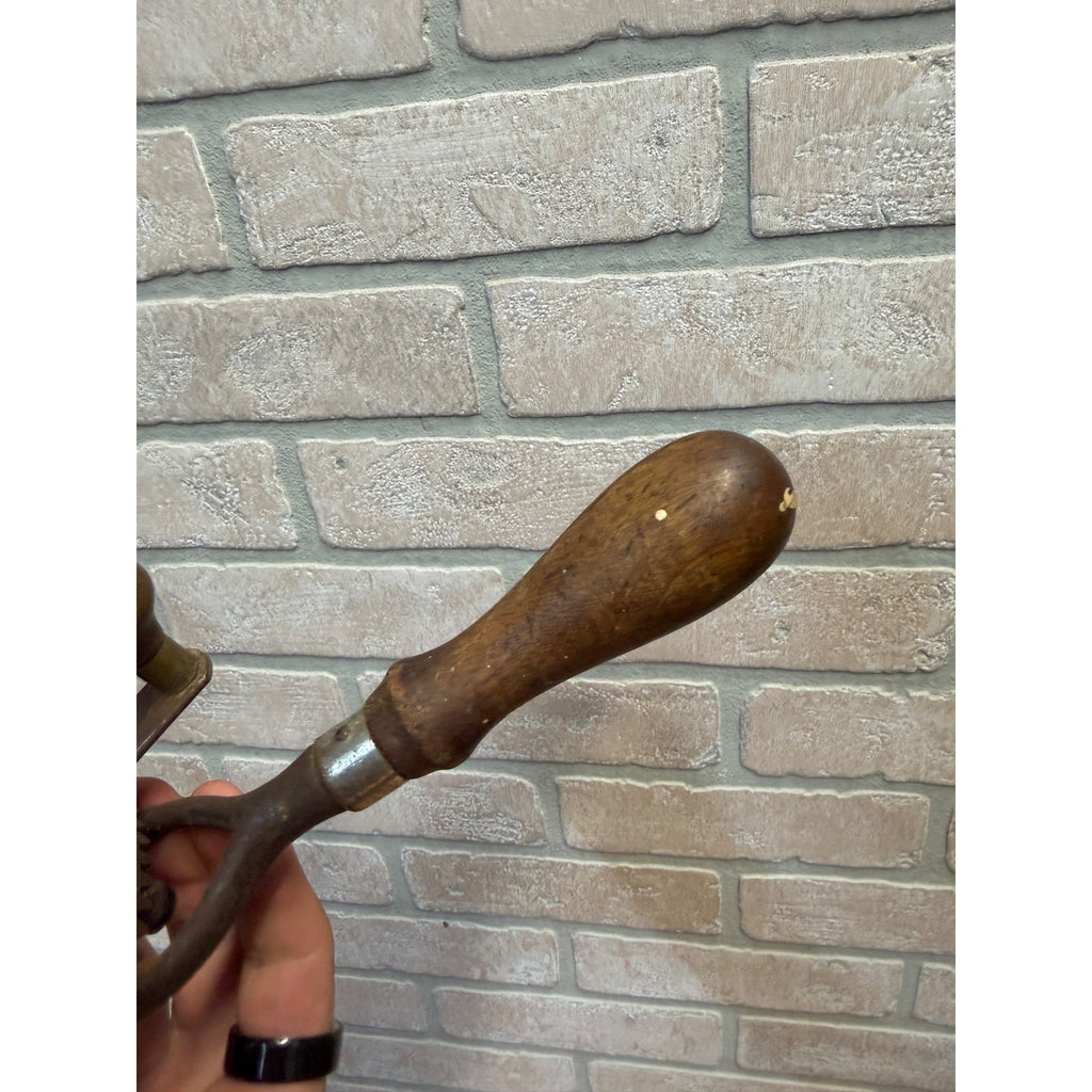 Antique Millers Falls Co. Egg Beater Style Hand Crank Drill Auger Tool Old Greenfield, Massachusetts