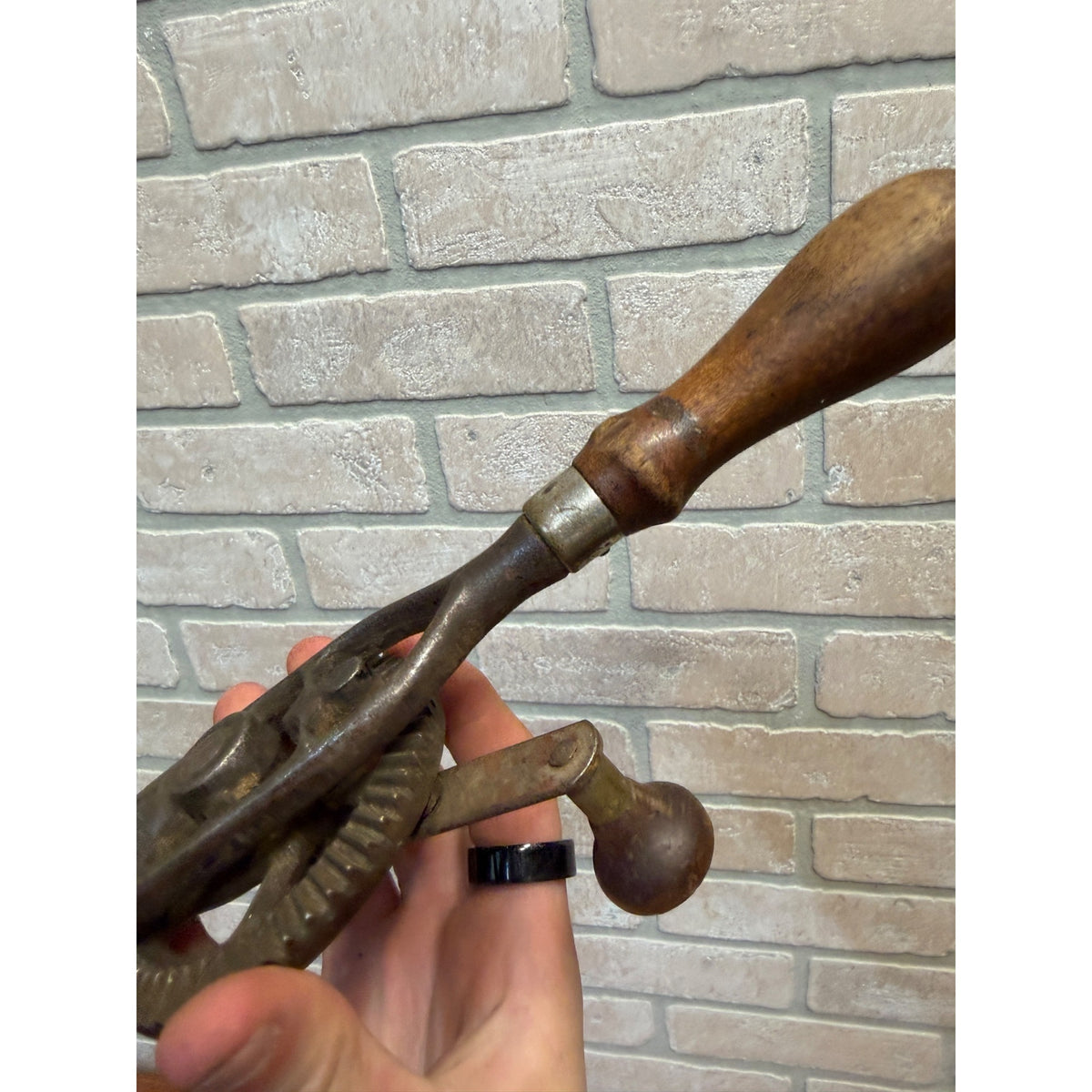 Antique Millers Falls Co. Egg Beater Style Hand Crank Drill Auger Tool Old Greenfield, Massachusetts