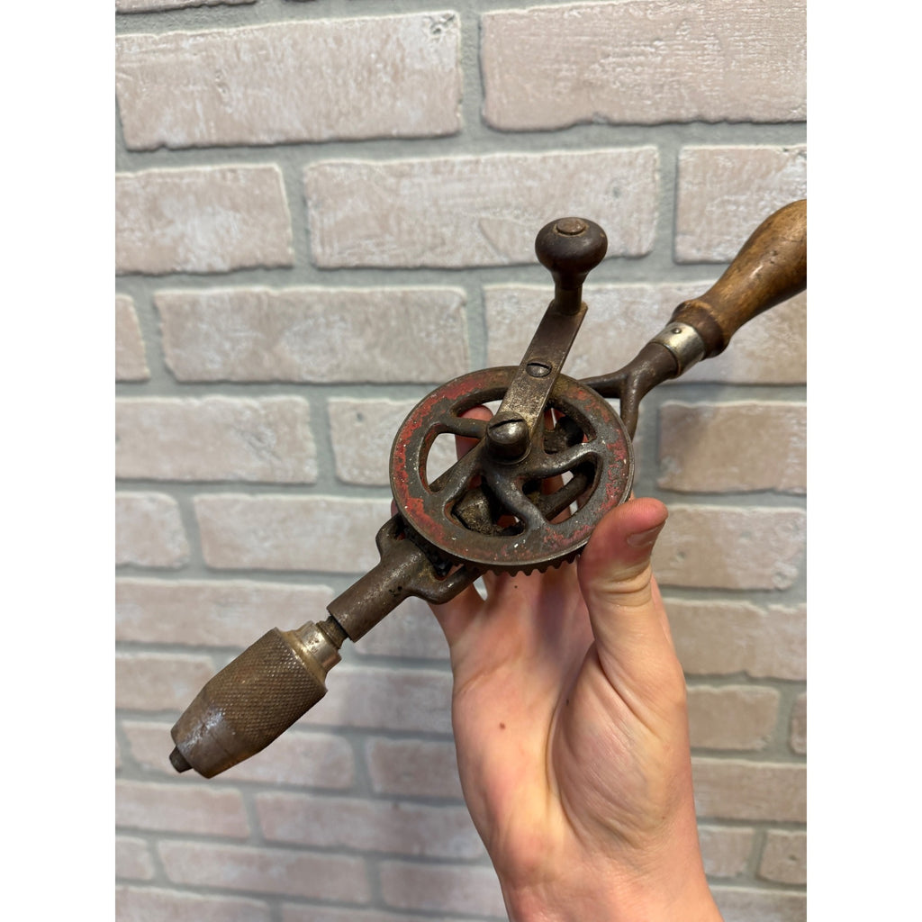 Antique Millers Falls Co. Egg Beater Style Hand Crank Drill Auger Tool Old Greenfield, Massachusetts