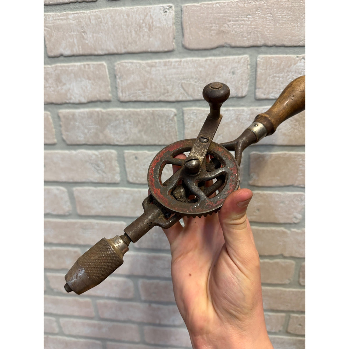 Antique Millers Falls Co. Egg Beater Style Hand Crank Drill Auger Tool Old Greenfield, Massachusetts