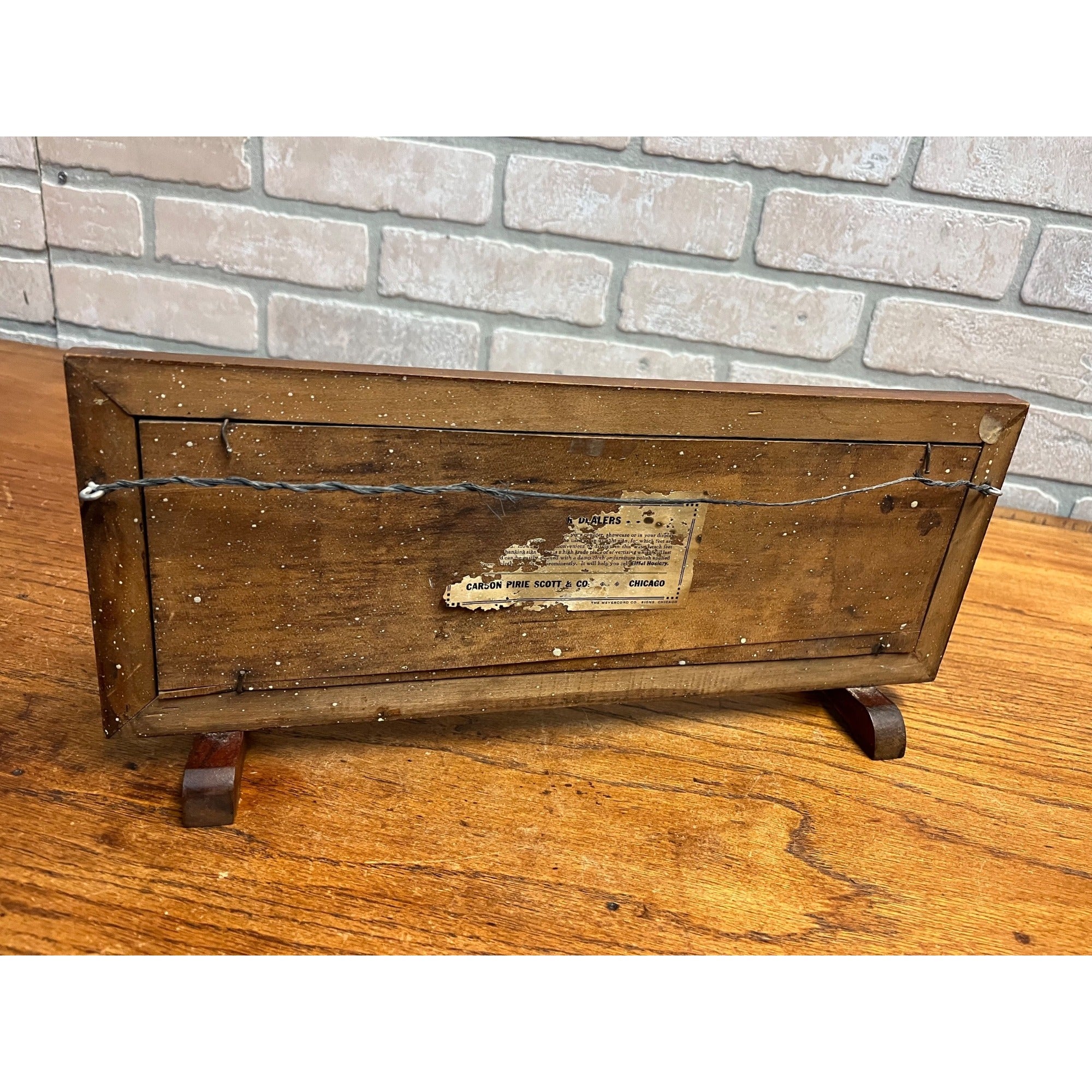 Vintage 1900s Eiffel Hosiery Meyercord Wooden Advertising Sign Store Display