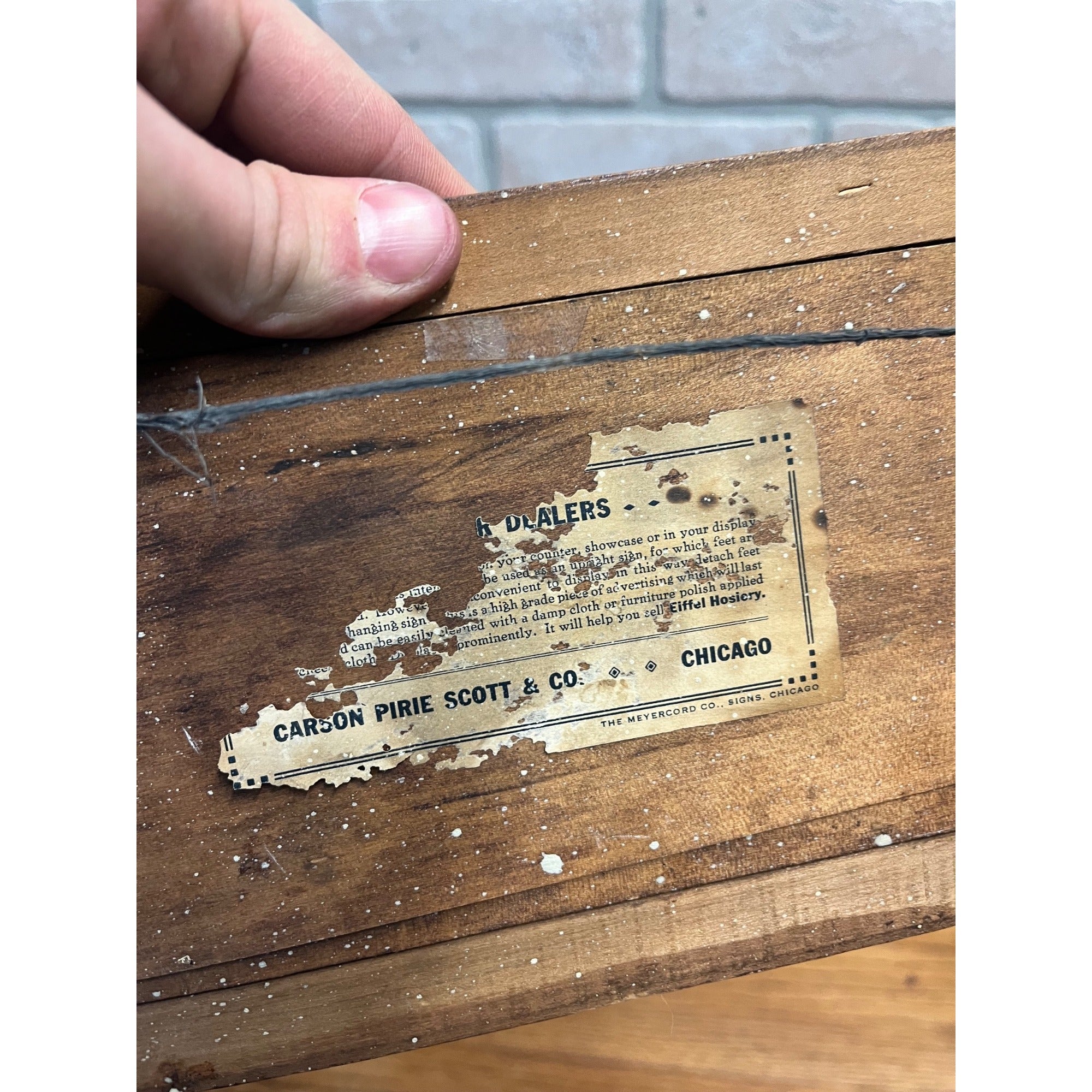 Vintage 1900s Eiffel Hosiery Meyercord Wooden Advertising Sign Store Display