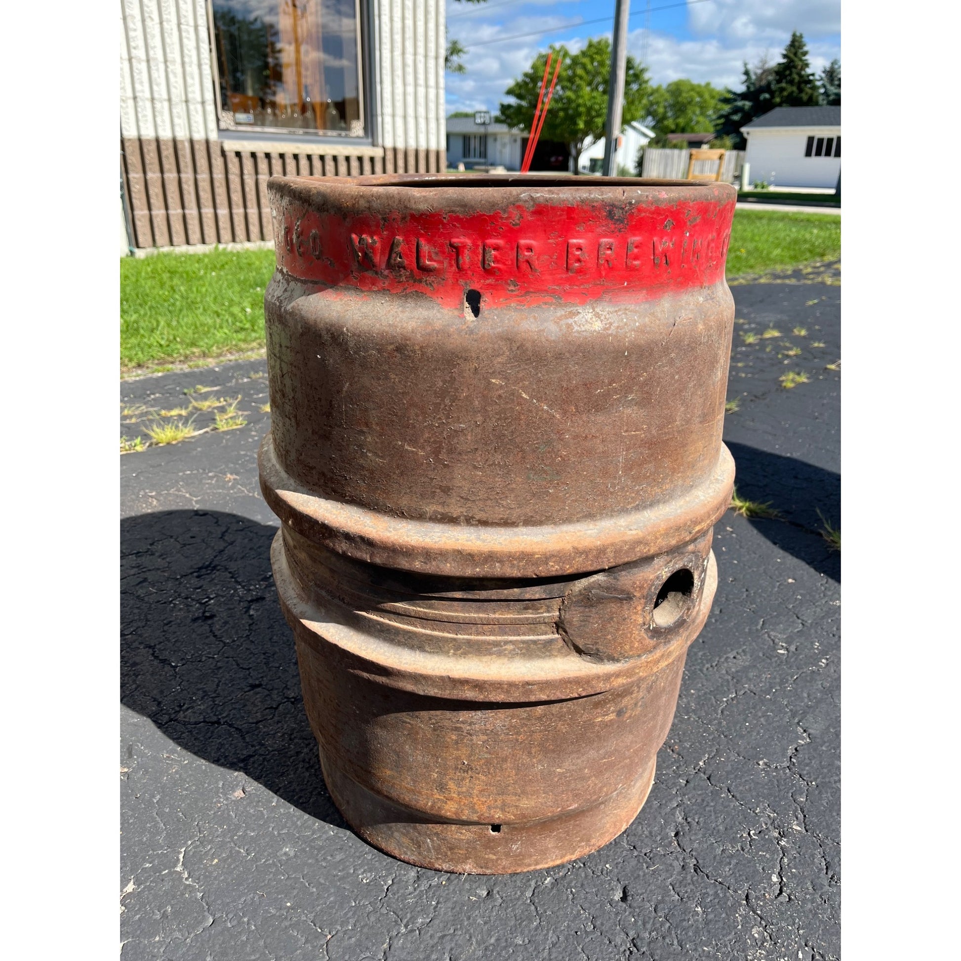Vintage Geo. Walter Brewing Co Appleton Wisconsin Steel Keg Half Barrel Wis WI