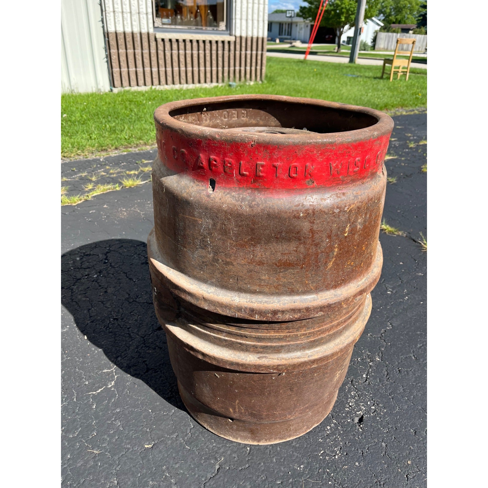 Vintage Geo. Walter Brewing Co Appleton Wisconsin Steel Keg Half Barrel Wis WI