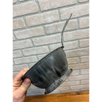 Antique Primitive Gray Enamel Graniteware Strainer Pan w/ Handle Grey Farmhouse Decor