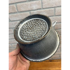 Antique Primitive Gray Enamel Graniteware Strainer Pan w/ Handle Grey Farmhouse Decor