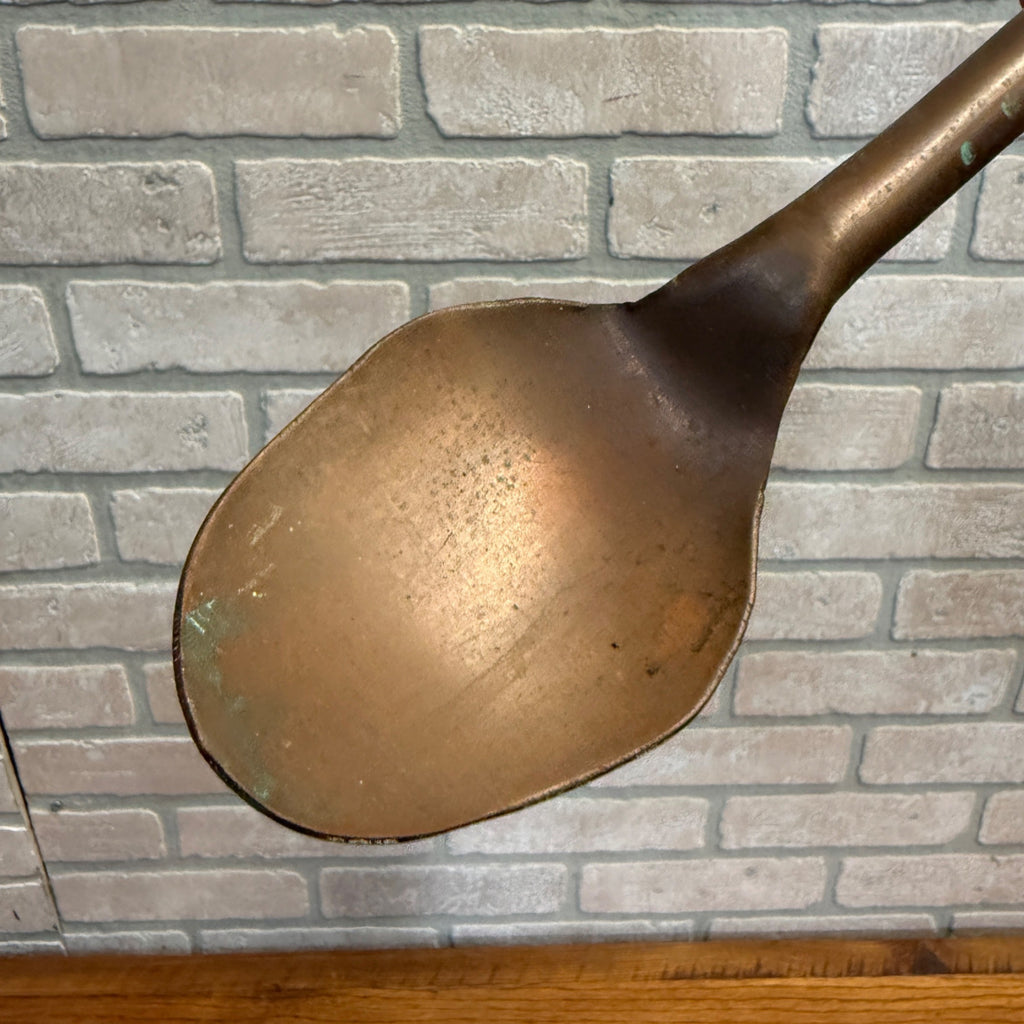 Antique Early Solid Copper Serving Cooking Spoon Primitive
