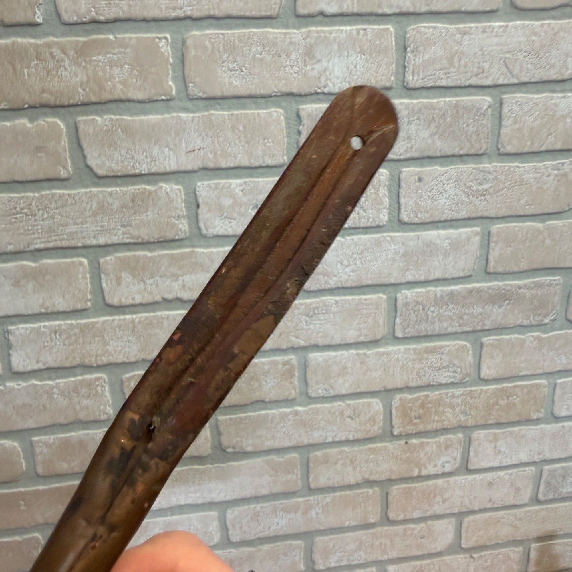 Antique Early Solid Copper Serving Cooking Spoon Primitive