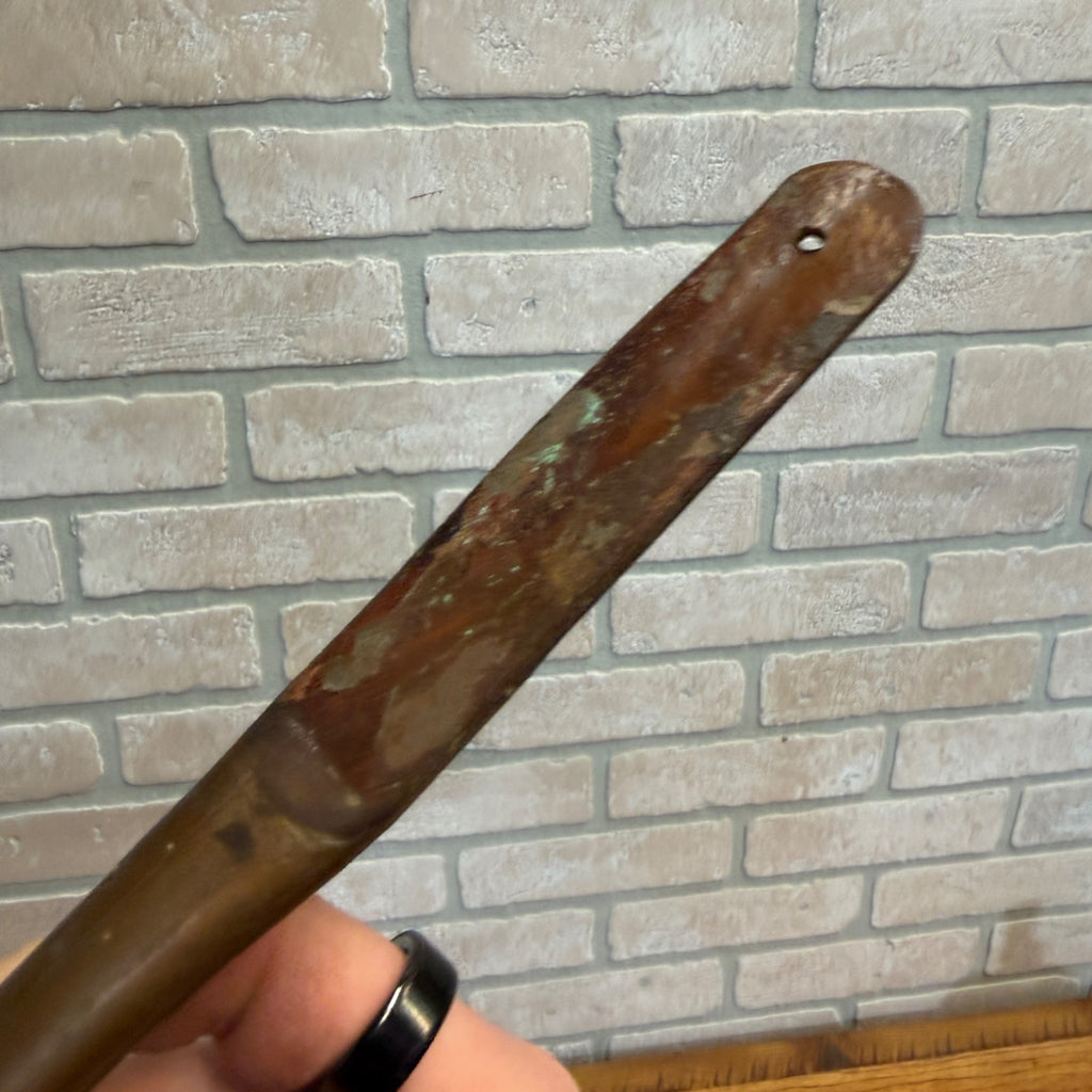 Antique Early Solid Copper Serving Cooking Spoon Primitive