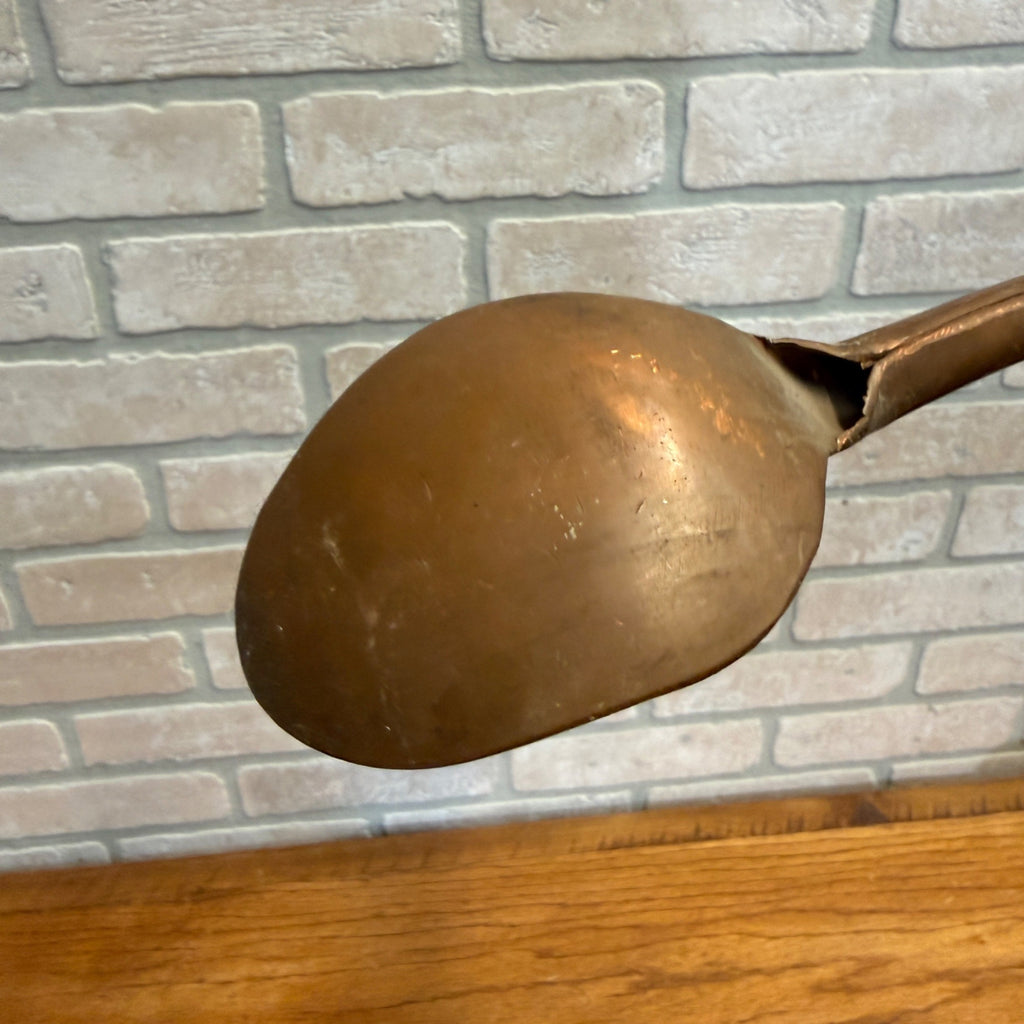 Antique Early Solid Copper Serving Cooking Spoon Primitive