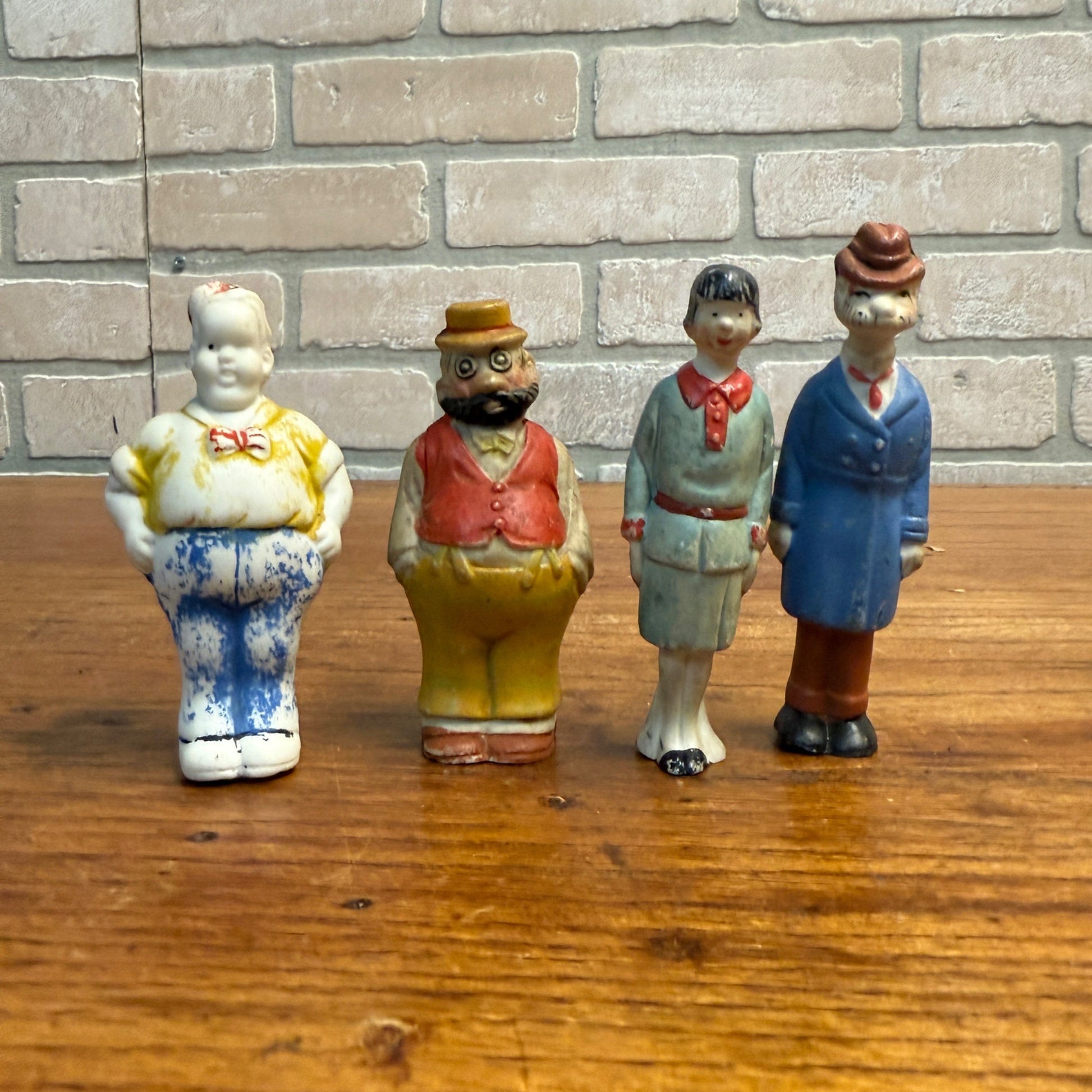 Vintage Lot (4) Comic Strip Bisque Japan Figures Toys The Gumps Moon Mullins