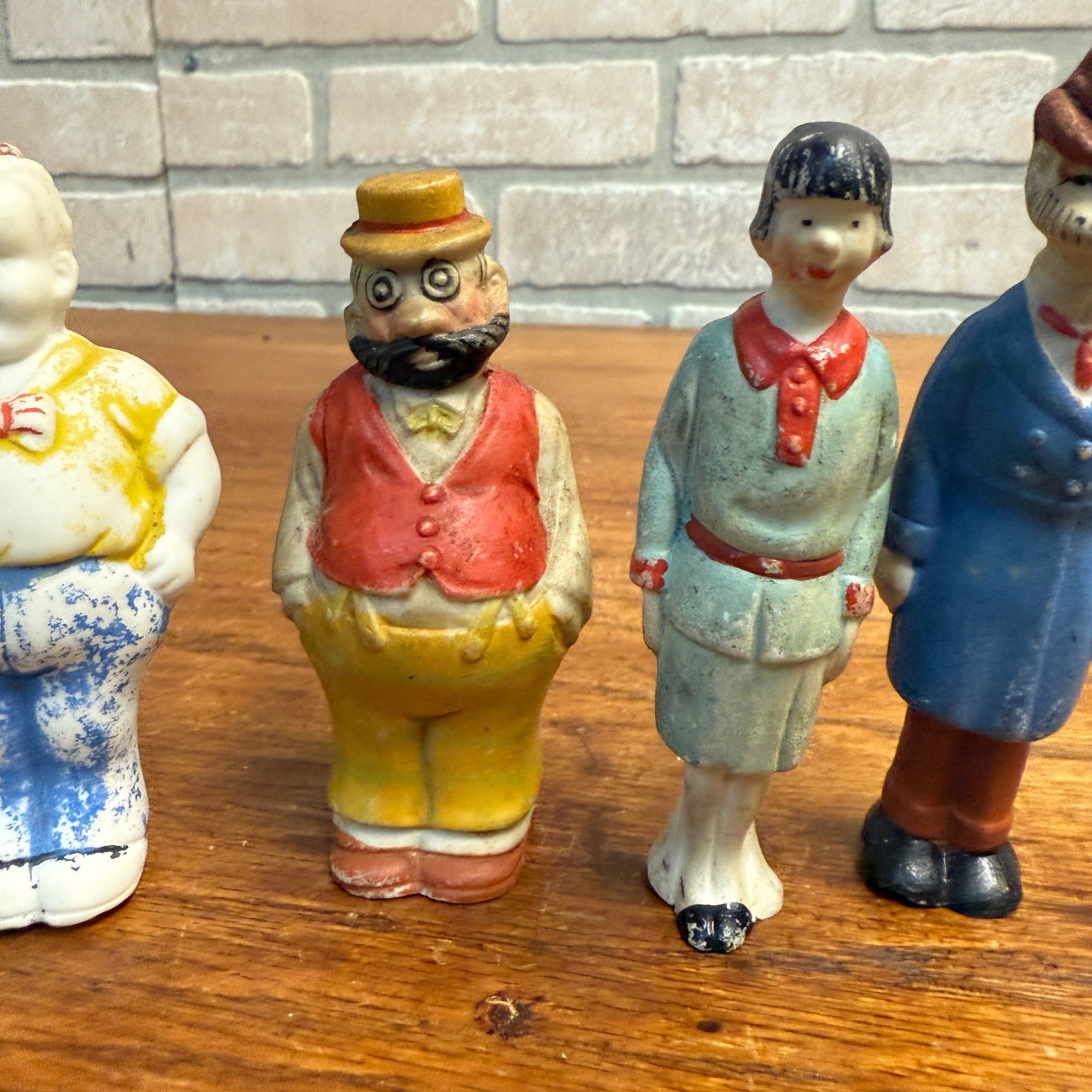 Vintage Lot (4) Comic Strip Bisque Japan Figures Toys The Gumps Moon Mullins