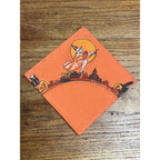 Vintage 1930s Halloween Dennison Crepe Paper Napkin Flying Witch Art Deco JOL