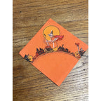 Vintage 1930s Halloween Dennison Crepe Paper Napkin Flying Witch Art Deco JOL