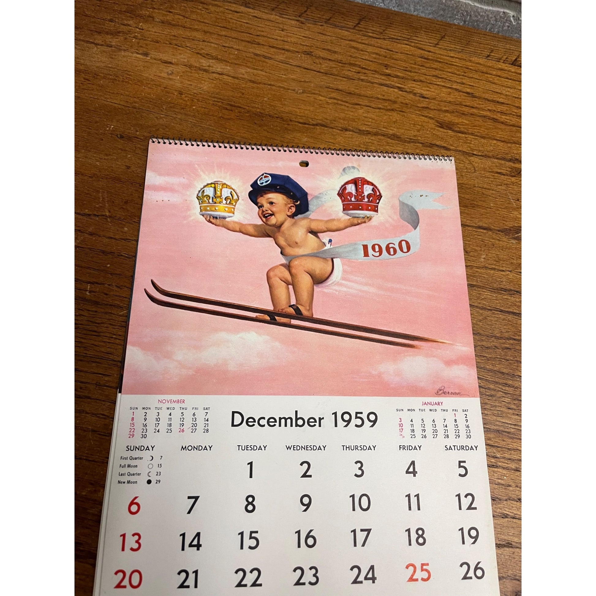 Vintage 1960 Standard Oil Gas Service Station Advertising Calendar Sign Adell WI