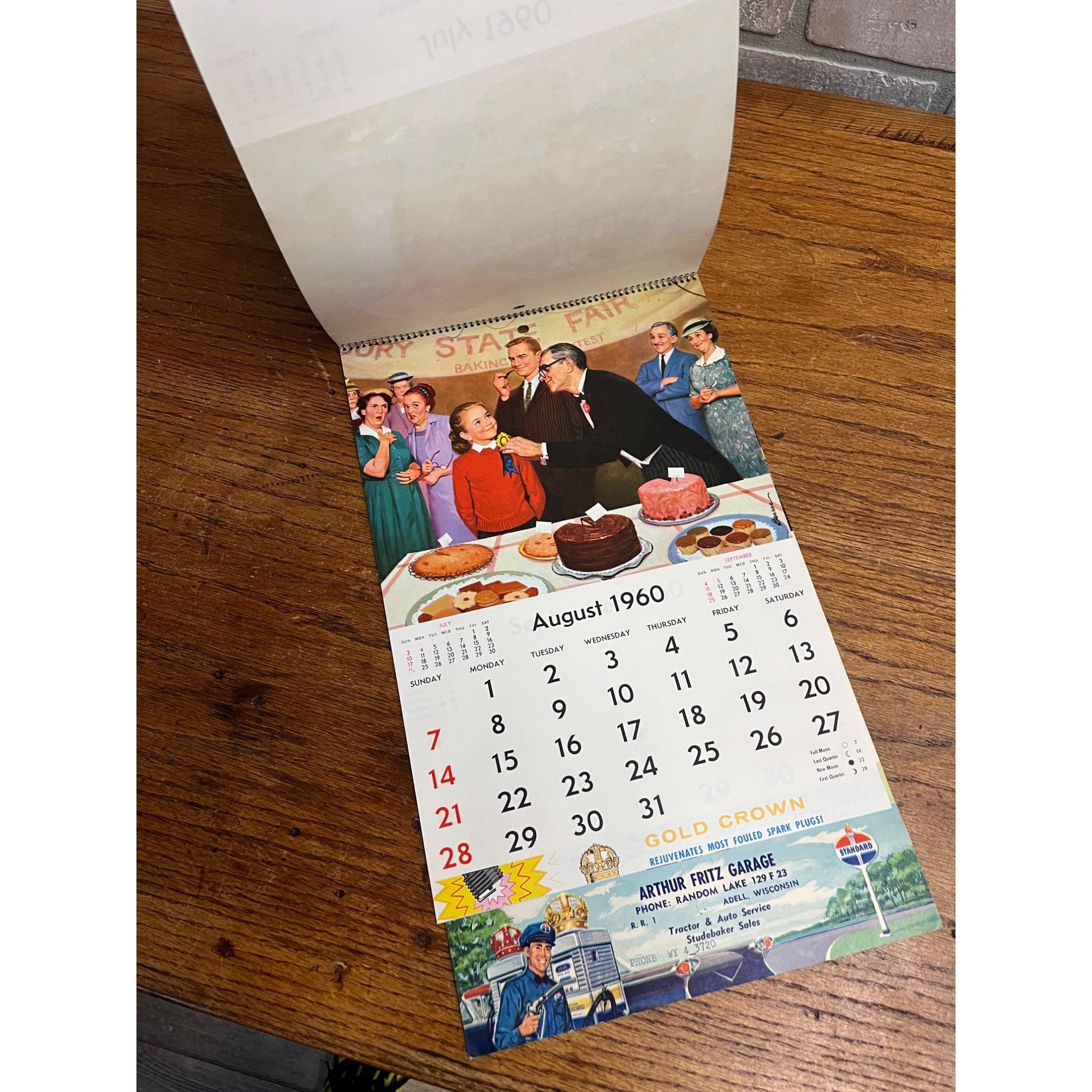 Vintage 1960 Standard Oil Gas Service Station Advertising Calendar Sign Adell WI