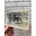 Antique Horse & Man on  Cart RRPC Farm Postcard Wisconsin