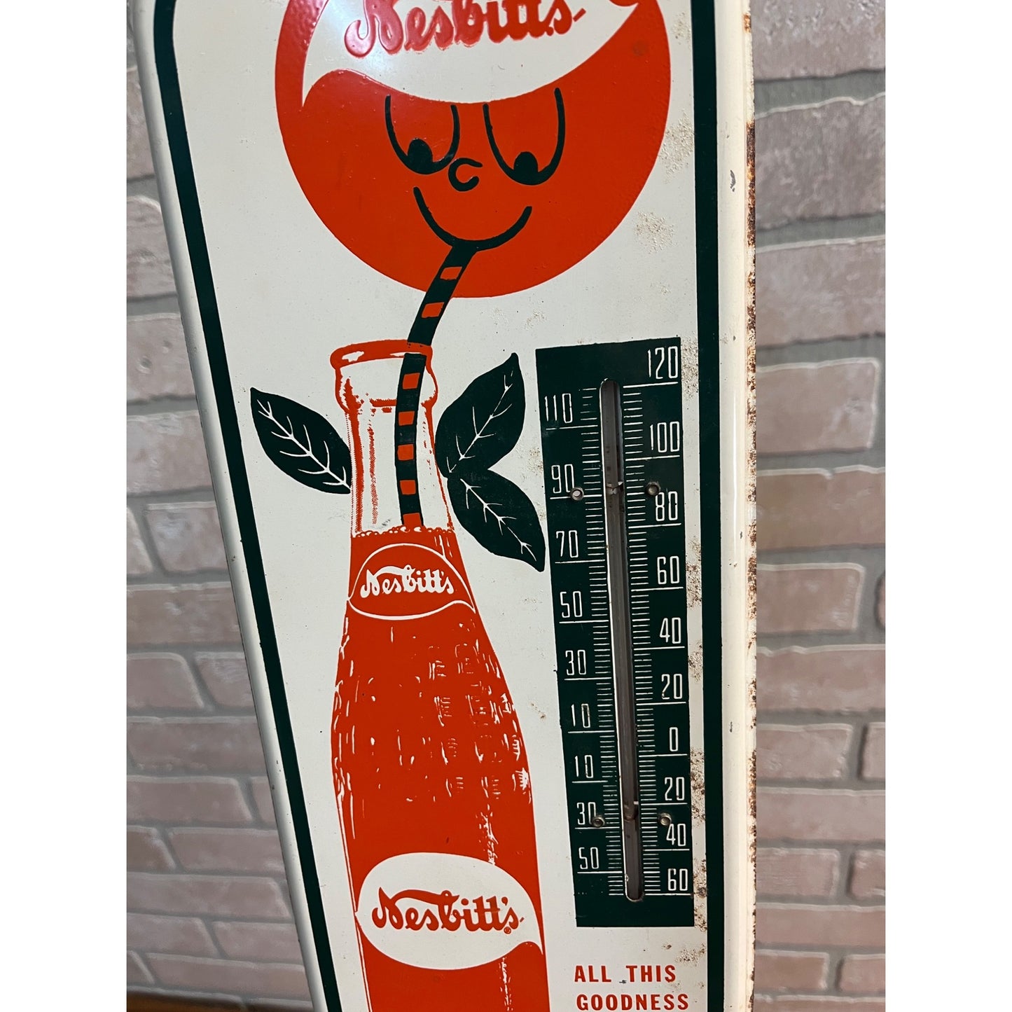 Vintage Nesbitt's Orange Soda Advertising Thermometer 16" Sign General Store