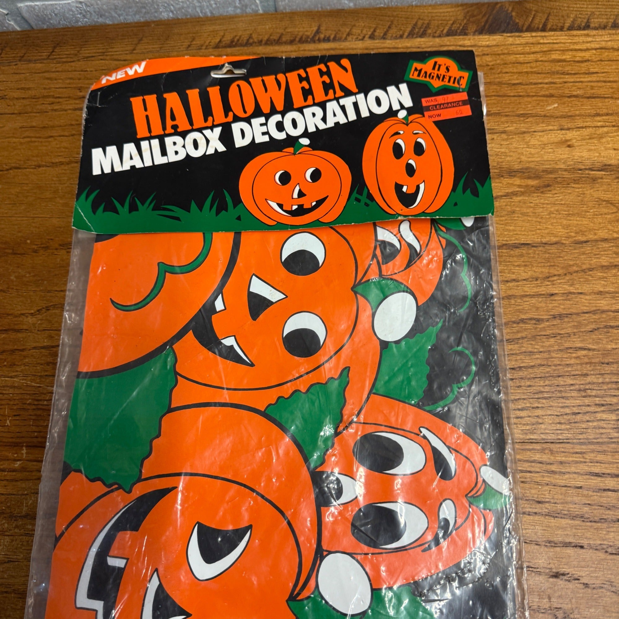 Vintage 1990s Halloween Mailbox Mail Box Magnetic Cover JOL Pumpkins Black Orange NOS