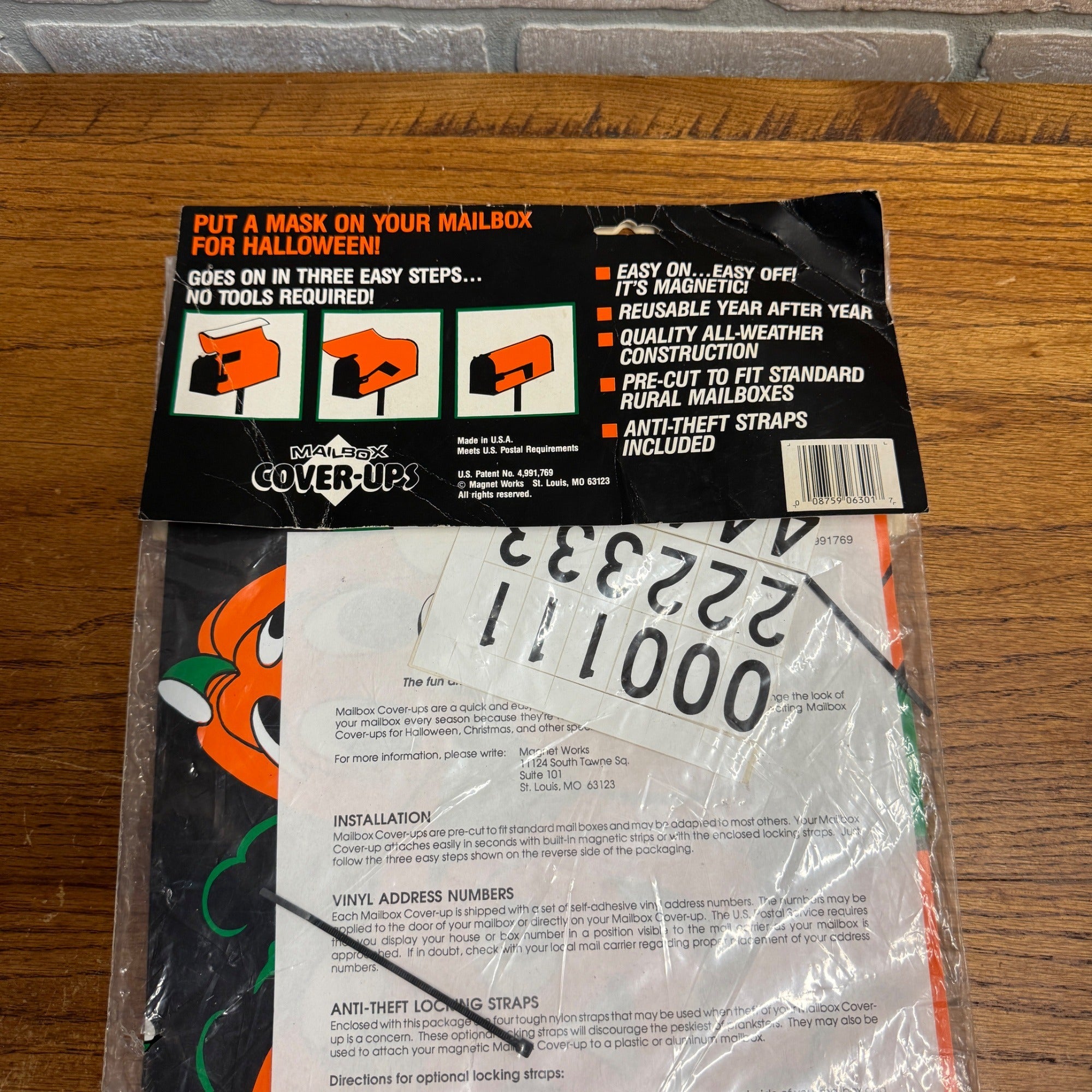 Vintage 1990s Halloween Mailbox Mail Box Magnetic Cover JOL Pumpkins Black Orange NOS